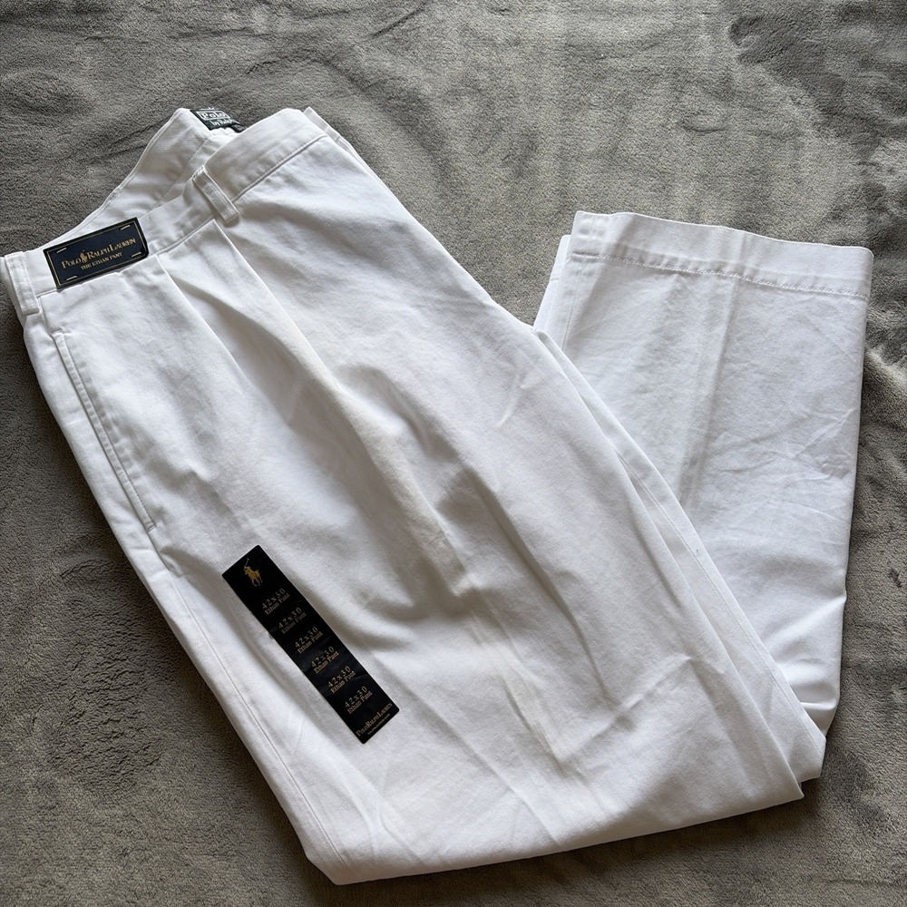 NWT POLO RALPH LAUREN Men's 42x30 The Ethan Pant Pleated Classic Khaki VTG